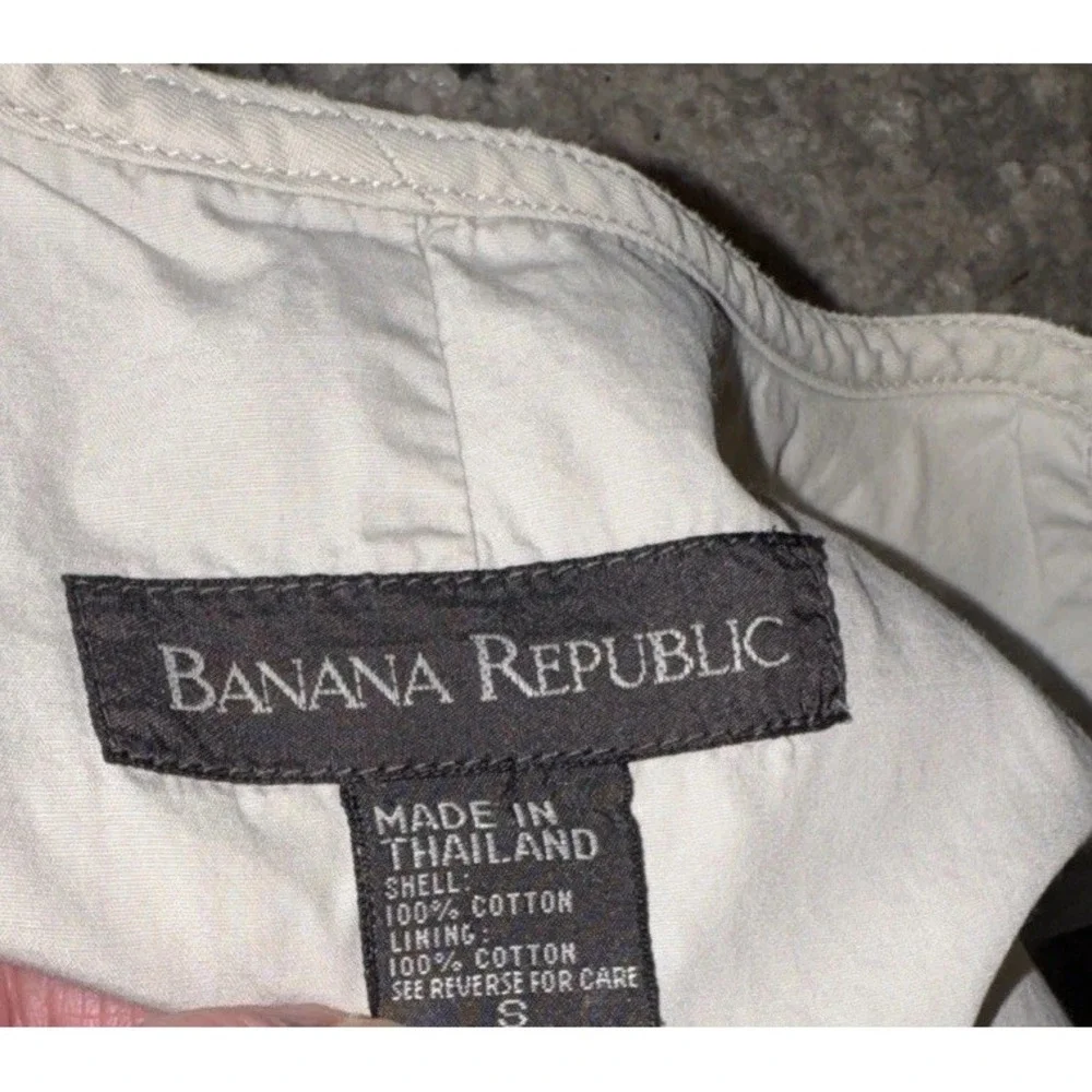 Banana Republic Vintage Safari Sport Vest Size Small Beige Pockets Zip Front